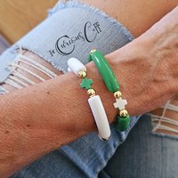 White & Green Block Bracelet