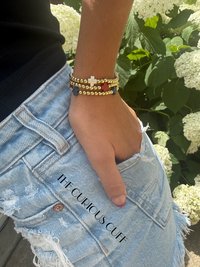 Red & Gold Beaded Bracelet 