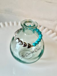 Turquoise & Hematite Heart Stretch Bracelet