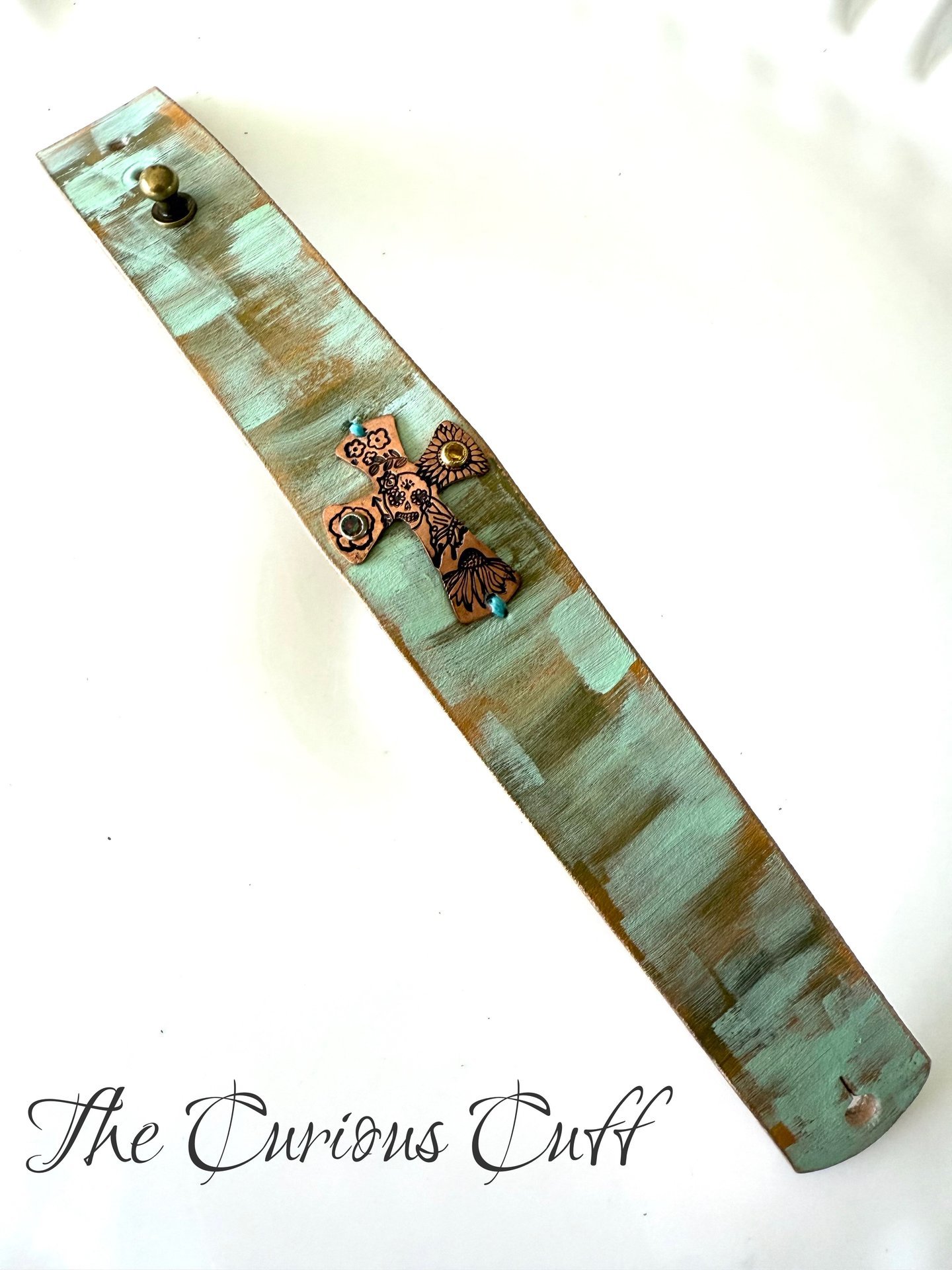 Stamped Copper Cross Cuff