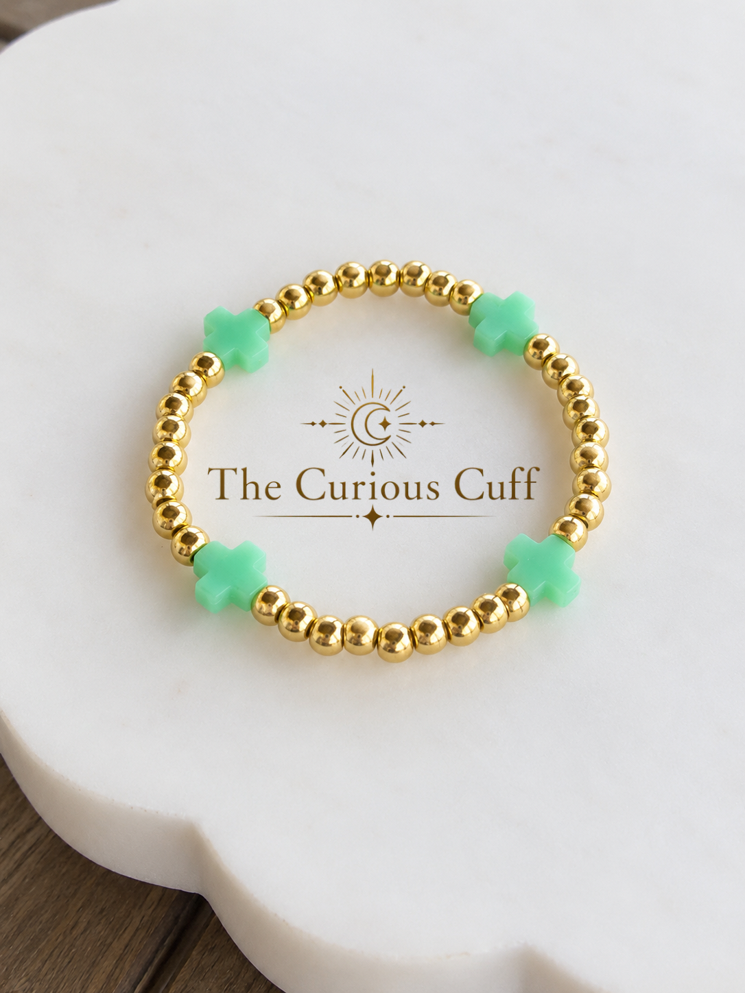 Mint & Gold Beaded Bracelet