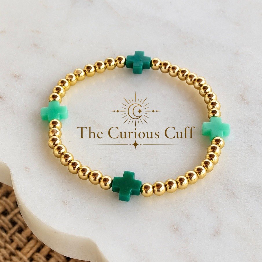 Emerald & Mint Gold Beaded Bracelet 