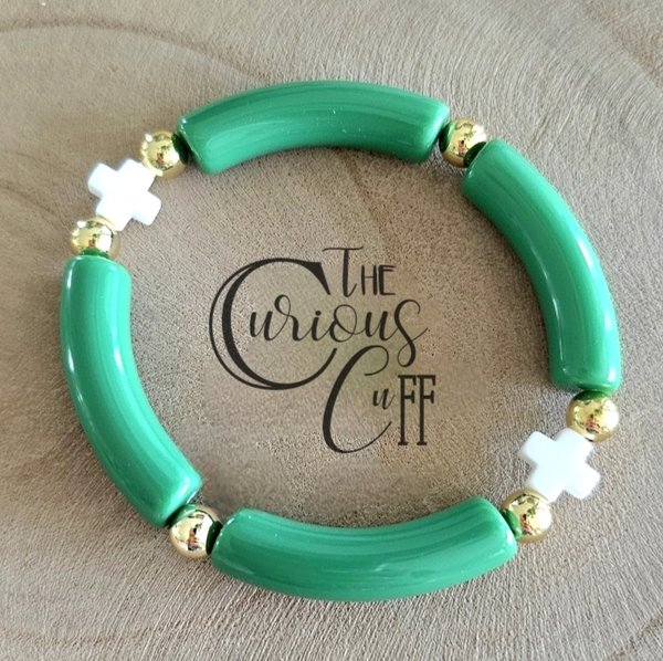 Green & White Block Cross