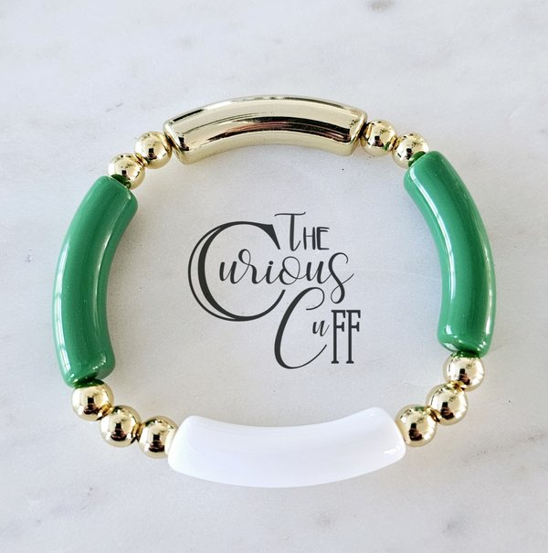 White, Green & Gold Bracelet