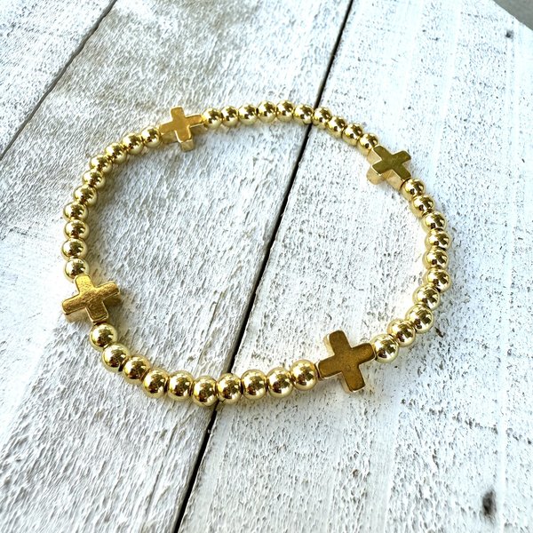 Gold Block Crosses & Gold Beads