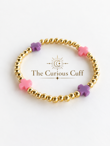 Pink & Purple Gold Beaded Bracelet