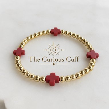 Red & Gold Beaded Bracelet 